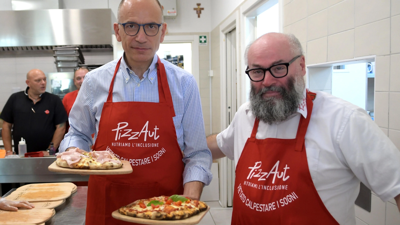 Enrico Letta e Nico Acampora a PizzAut