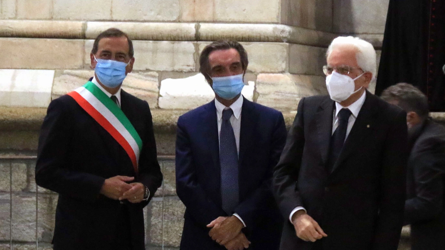 Giuseppe Sala, Attilio Fontana e Sergio Mattarella