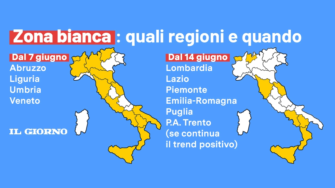 Mappa dei colori: Italia sempre più bianca