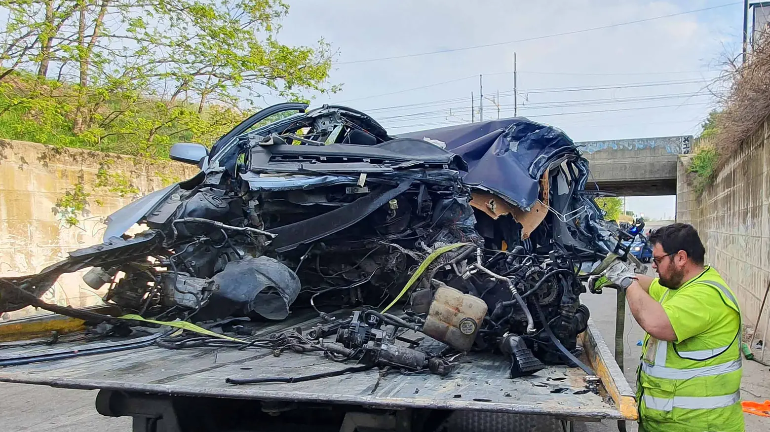 Rovato, l'auto di Adenajd Hoxha dopo l'incidente