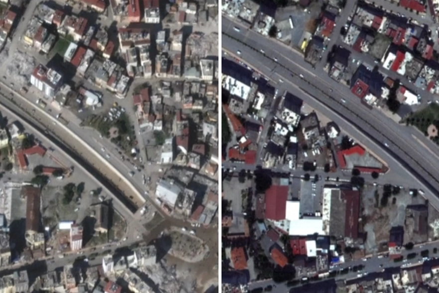 Prima e dopo il terremoto (Askanews)