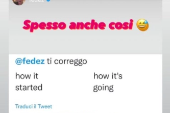 il primo meme ripostato dal rapper milanese. Nella storia risate e Ferragni taggata
