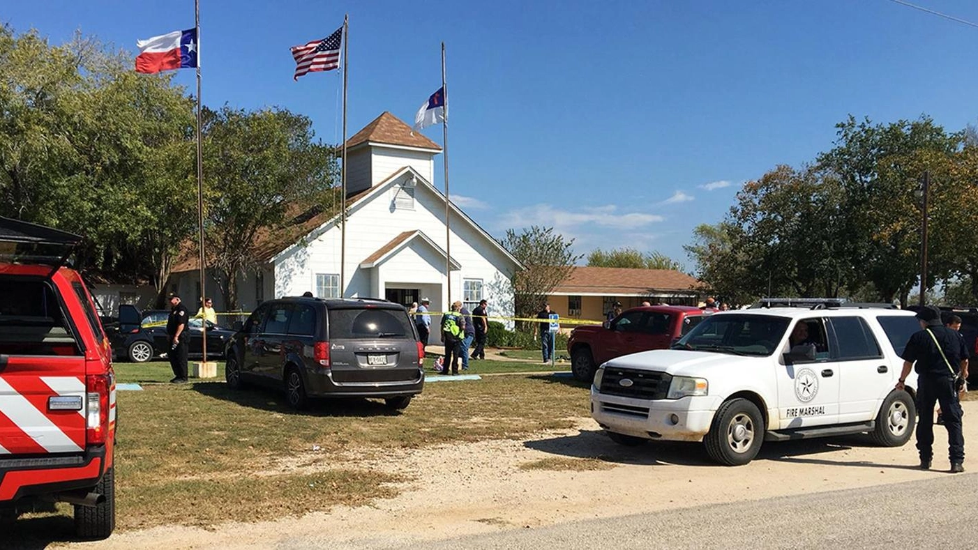 Texas, la chiesa di Sutherland Springs dove è avvenuta la strage (Ansa)