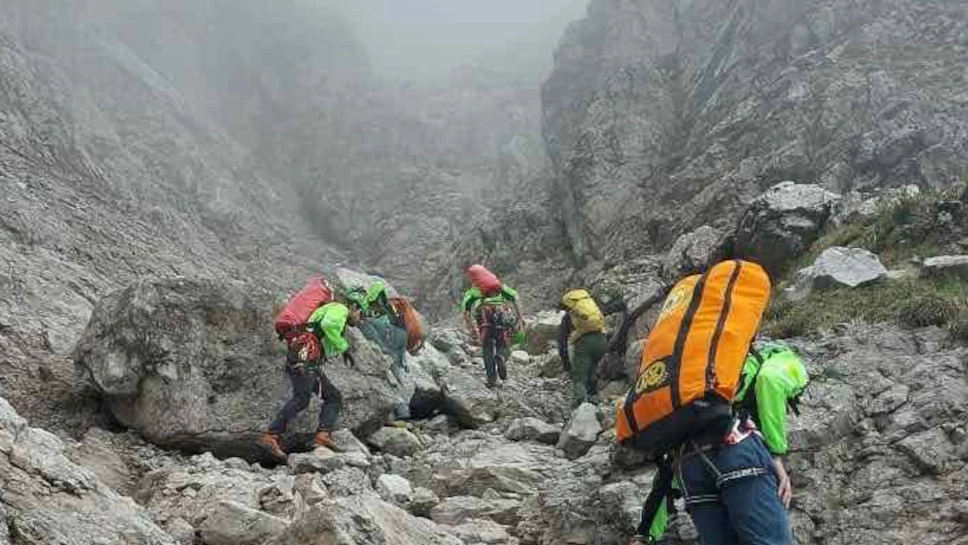 I soccorritori del Soccorso alpino in Grignetta