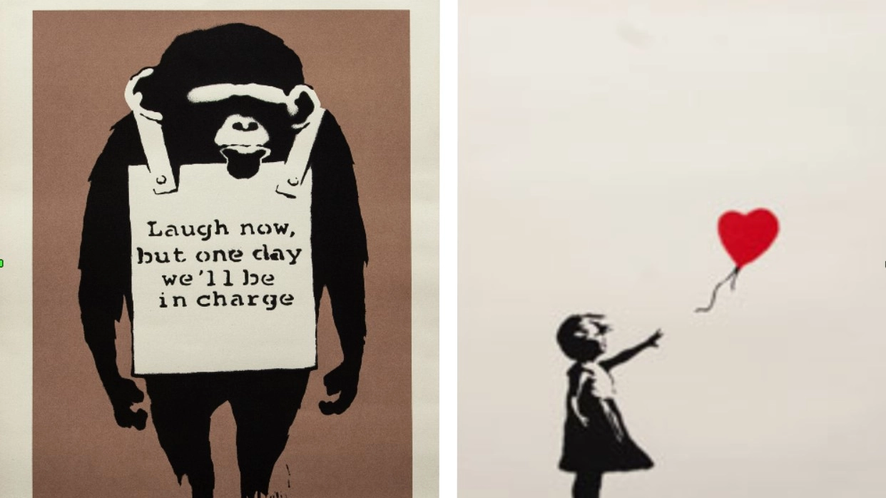 "Laugh Now" e "Girl with Baloon", due note opere di Banksy