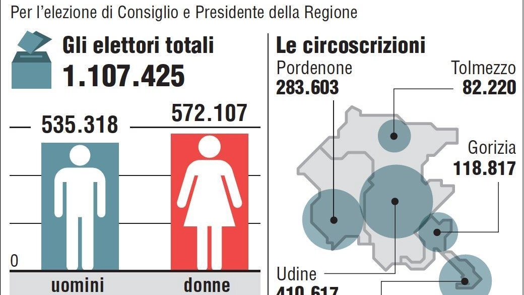 Nell'infografica realizzata da Centimetri i dati sul voto in Friuli Venezia Giulia. (Ansa)