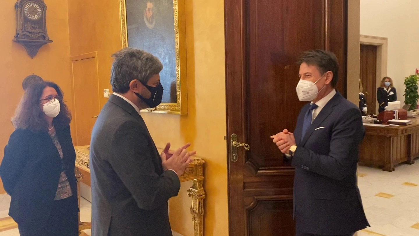  L'incontro alla Camera tra il presidente della Camera Roberto Fico e il premier Giuseppe 