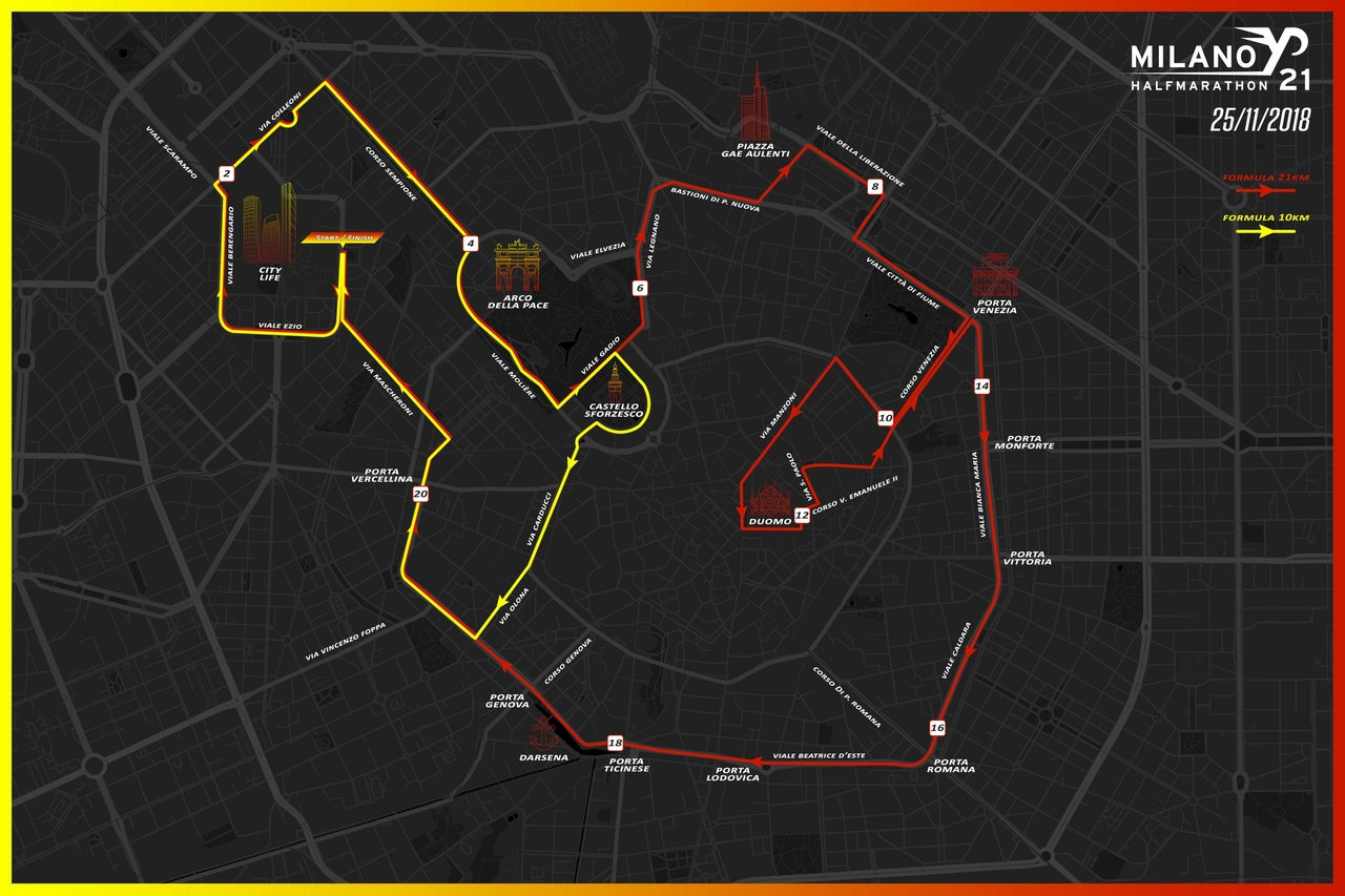 Percorso Milano Half Marathon 2018