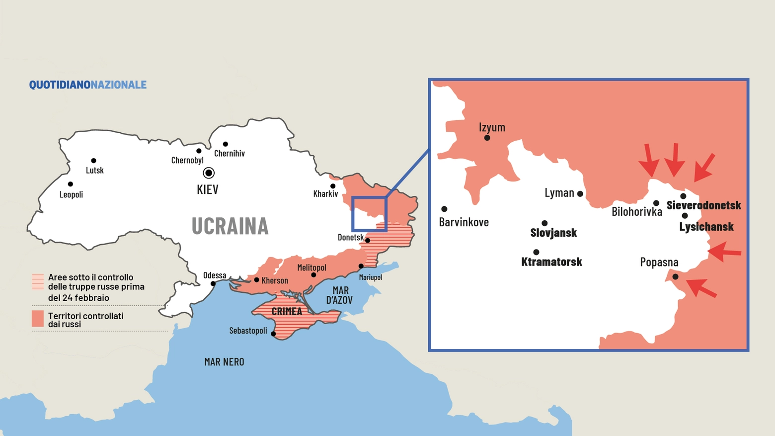 Ucraina, i territori occupati dai russi e le mosse sul Donbas