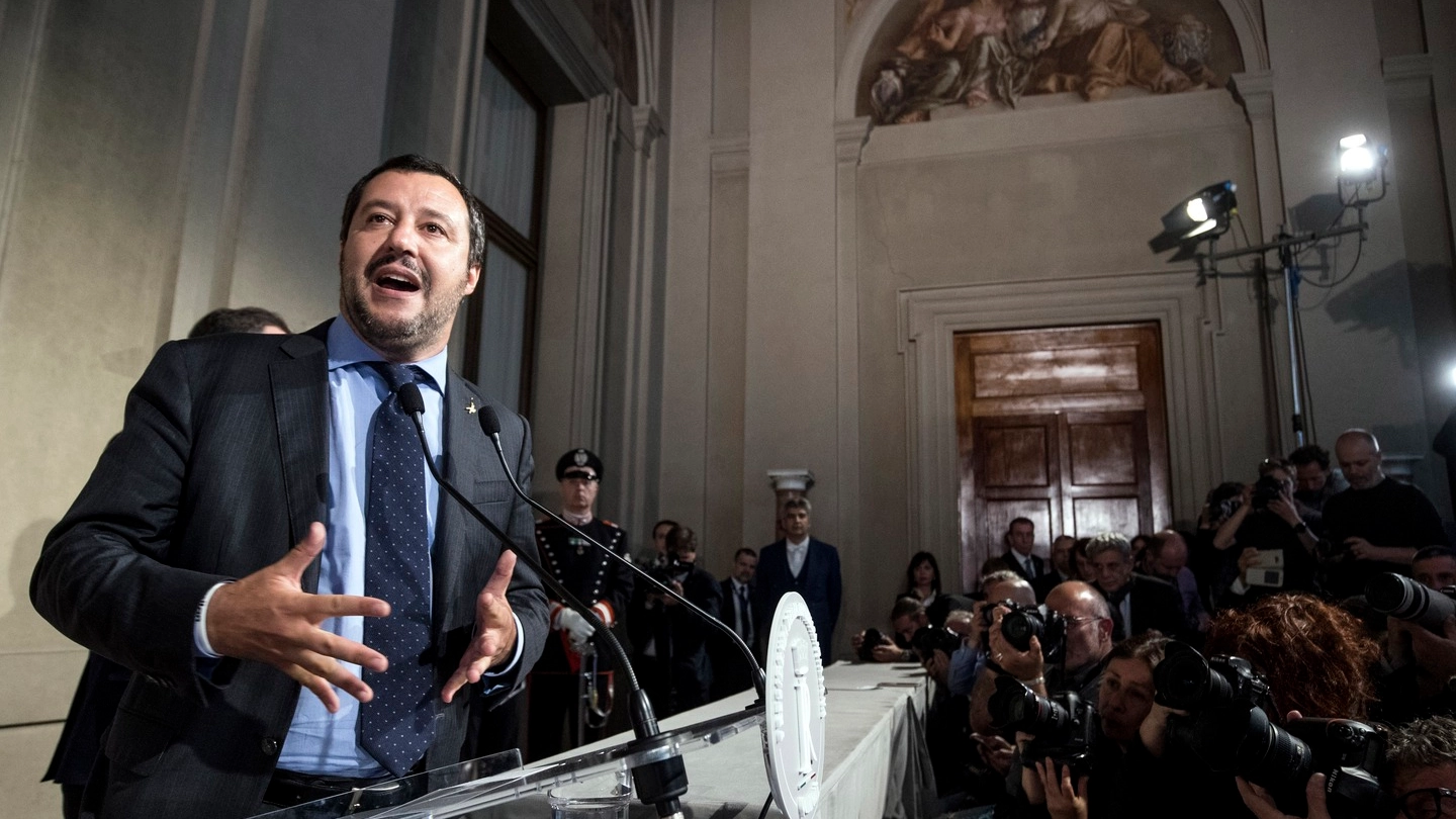 Matteo Salvini al termine dell'incontro con Sergio Mattarella (Lapresse)