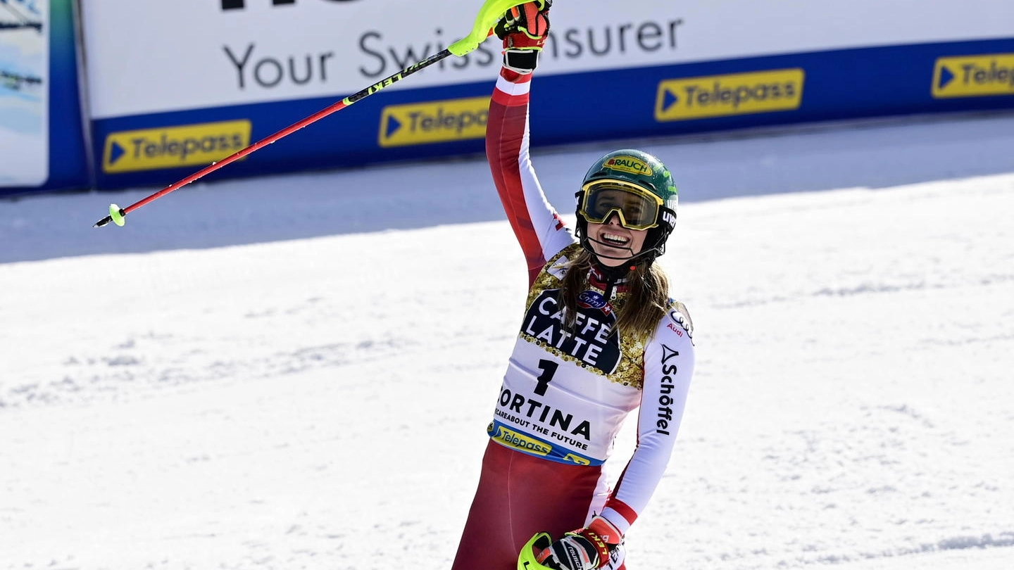 Slalom Cortina, Katharina Liensberger vince il titolo (Ansa)
