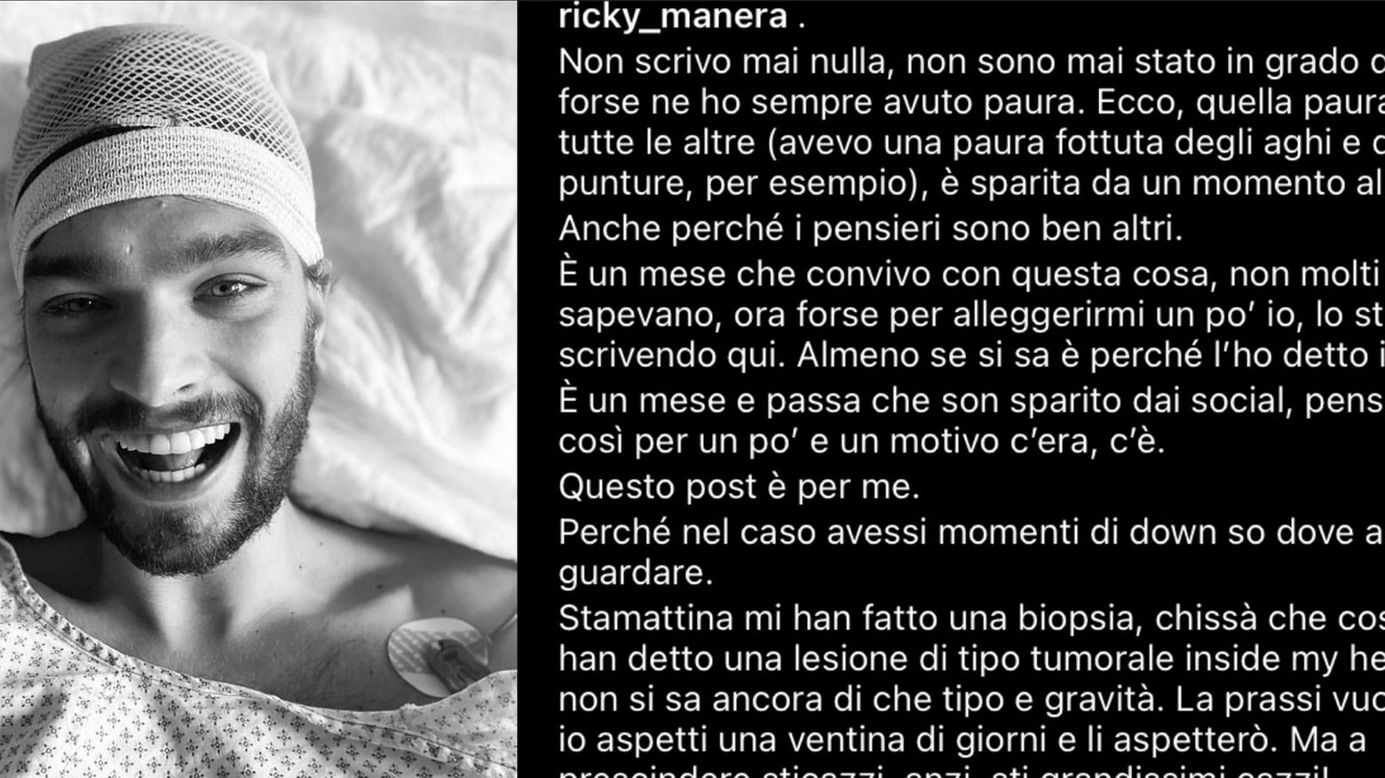 Il post dell'attore Riccardo Manera