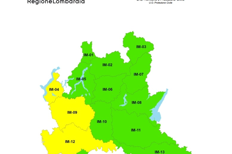 La mappa dell'allerta meteo della Protezione Civile