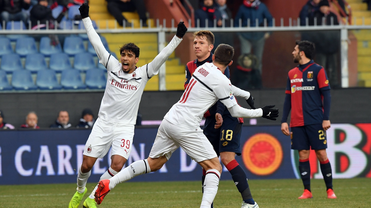 Genoa-Milan, Borini esulta dopo il gol dello 0-1