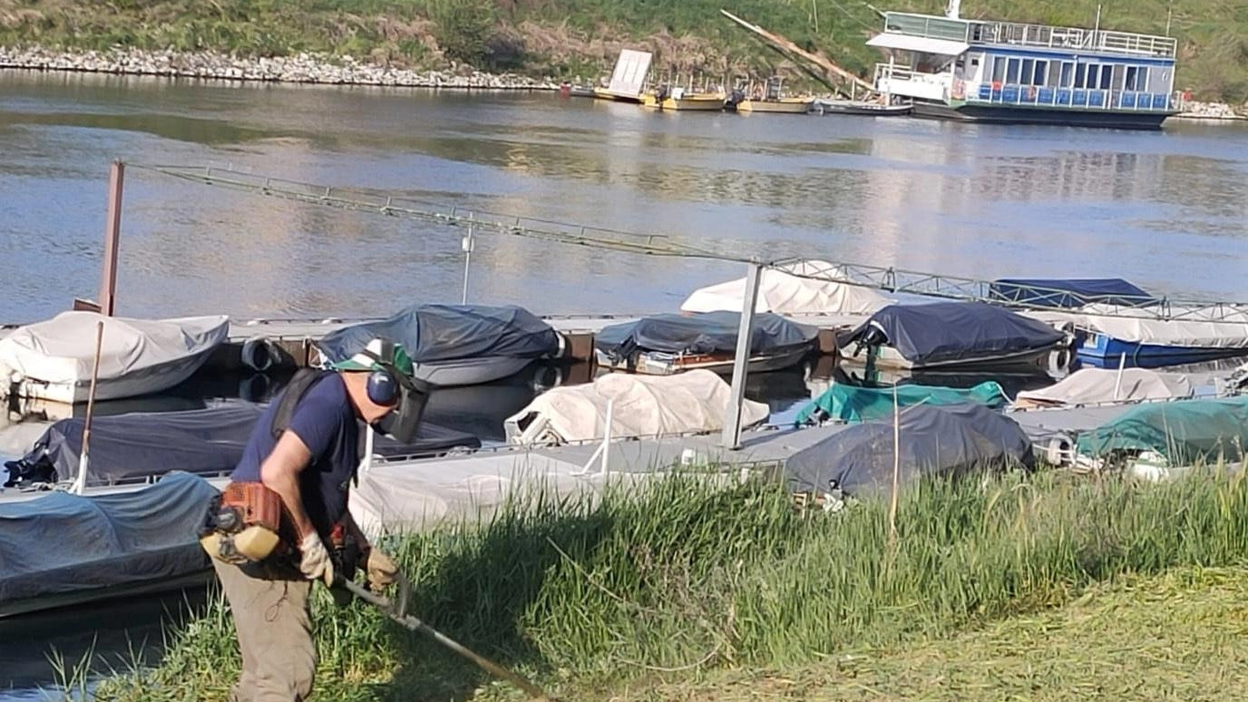 La Battellieri  sfalcia l’erba  in riva al Ticino