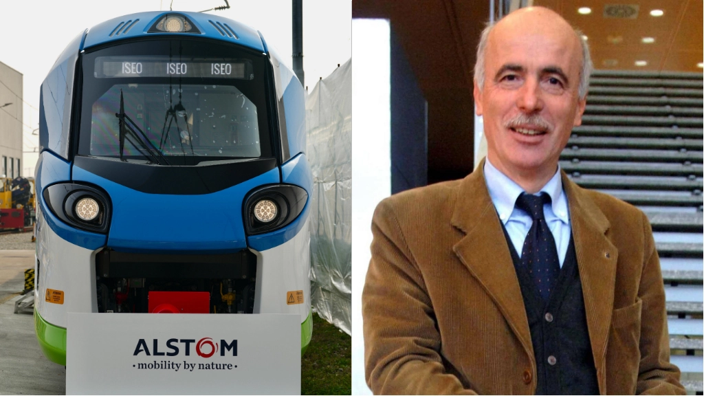 Il treno a idrogeno firmato Alstom; a lato, Dario Balotta