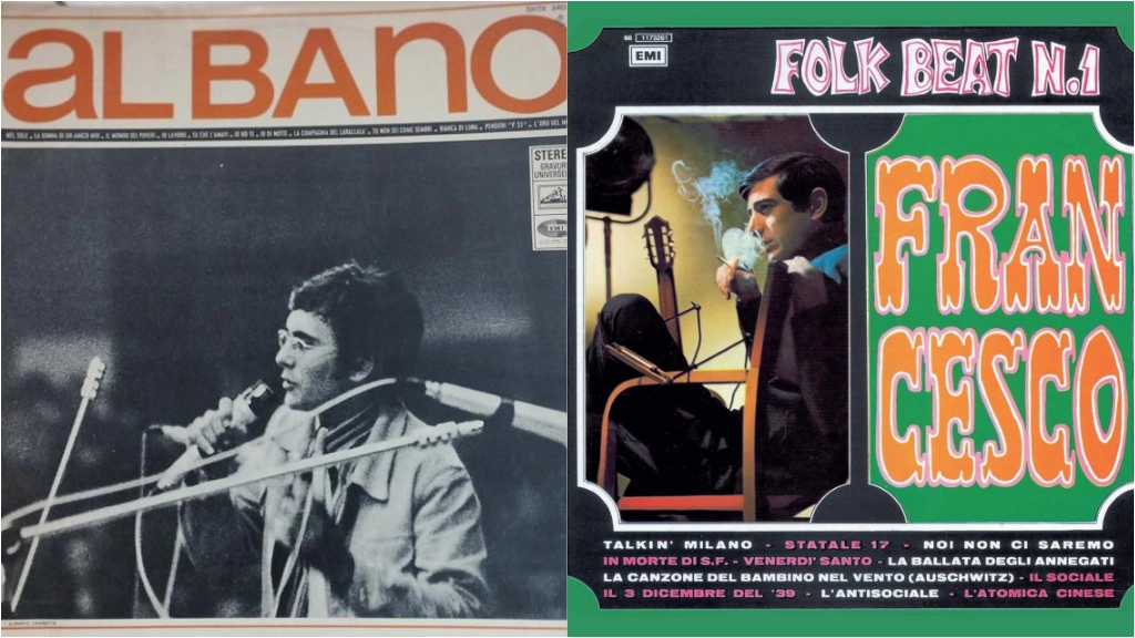 Due dischi realizzati da La Voce del Padrone: i primi 33 giri di Al Bano e Francesco Guccini