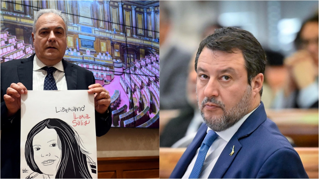 Il padre di Ilaria Salis, Roberto Salis e il ministro Matteo Salvini