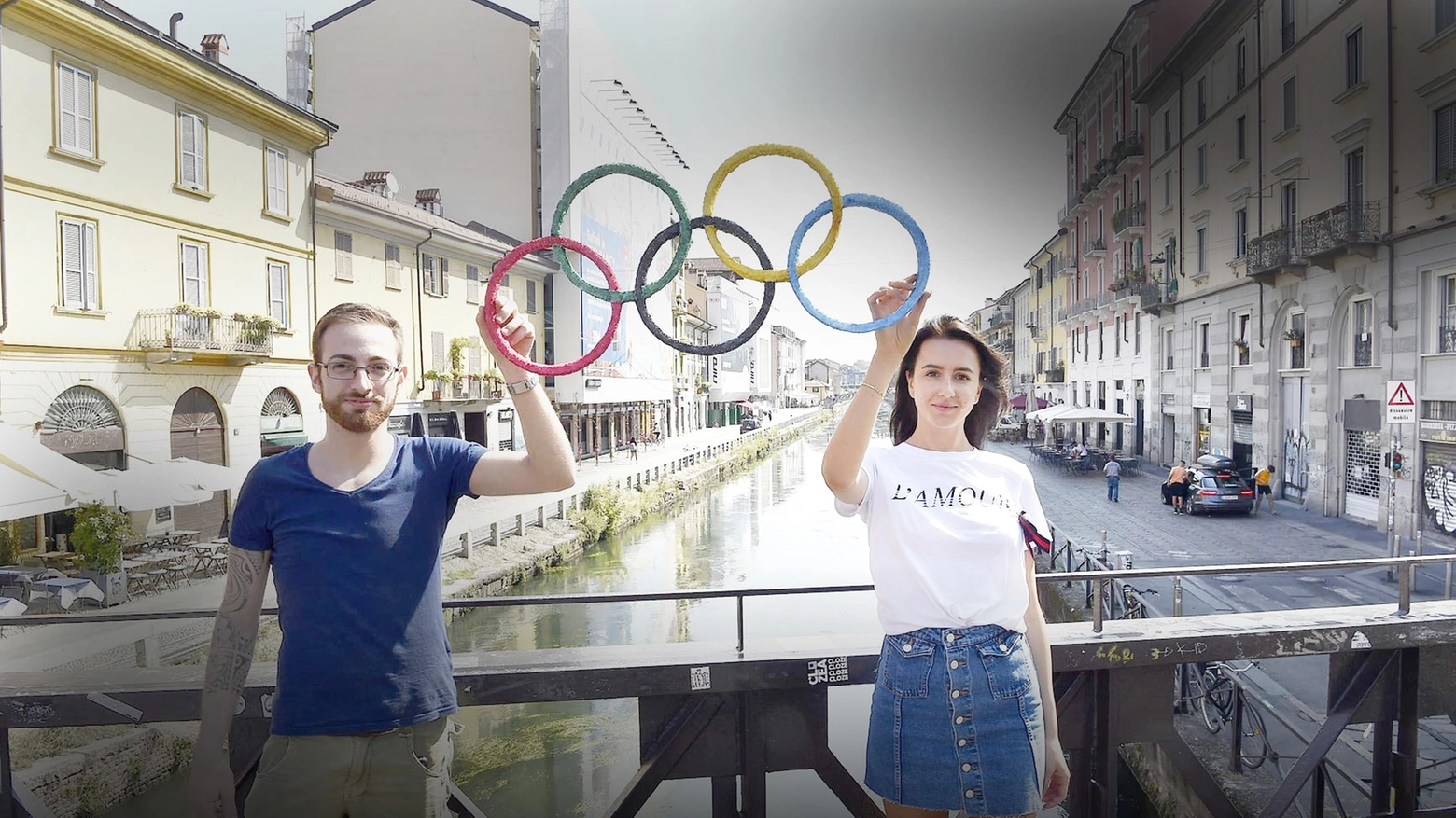 Manifestazione di sostegno al sogno olimpico di Milano (Fotogramma)