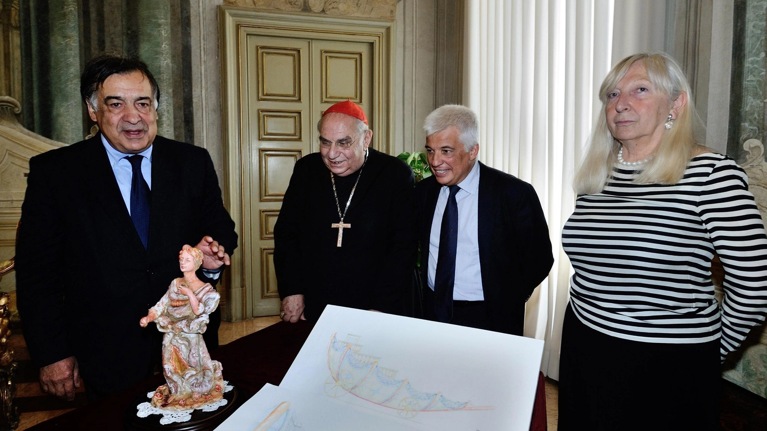 Da sinistra, Leoluca Orlando, l'arcivescovo Romeo, l'assessore Francesco Giambrone e Monica Maimone