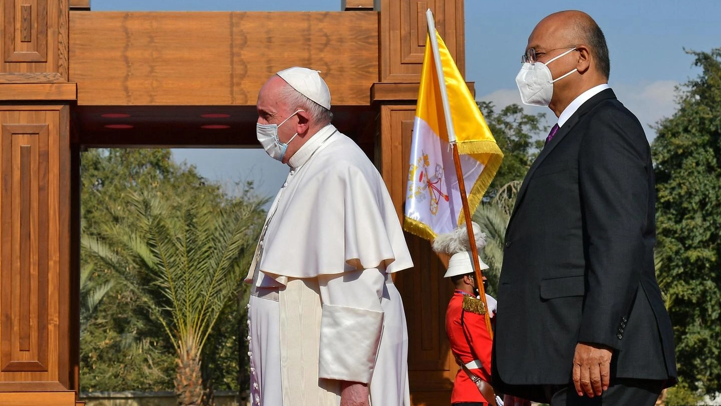 Papa Francesco con il presidente iracheno Barham Saleh 