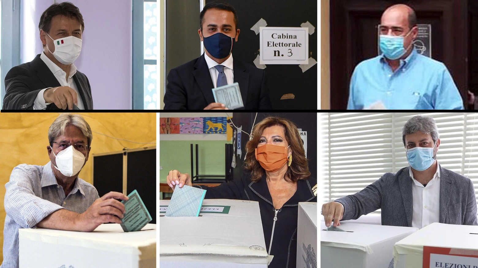 Conte, Di Maio, Zingaretti, Gentiloni, Fico e Casellati al voto (Ansa)