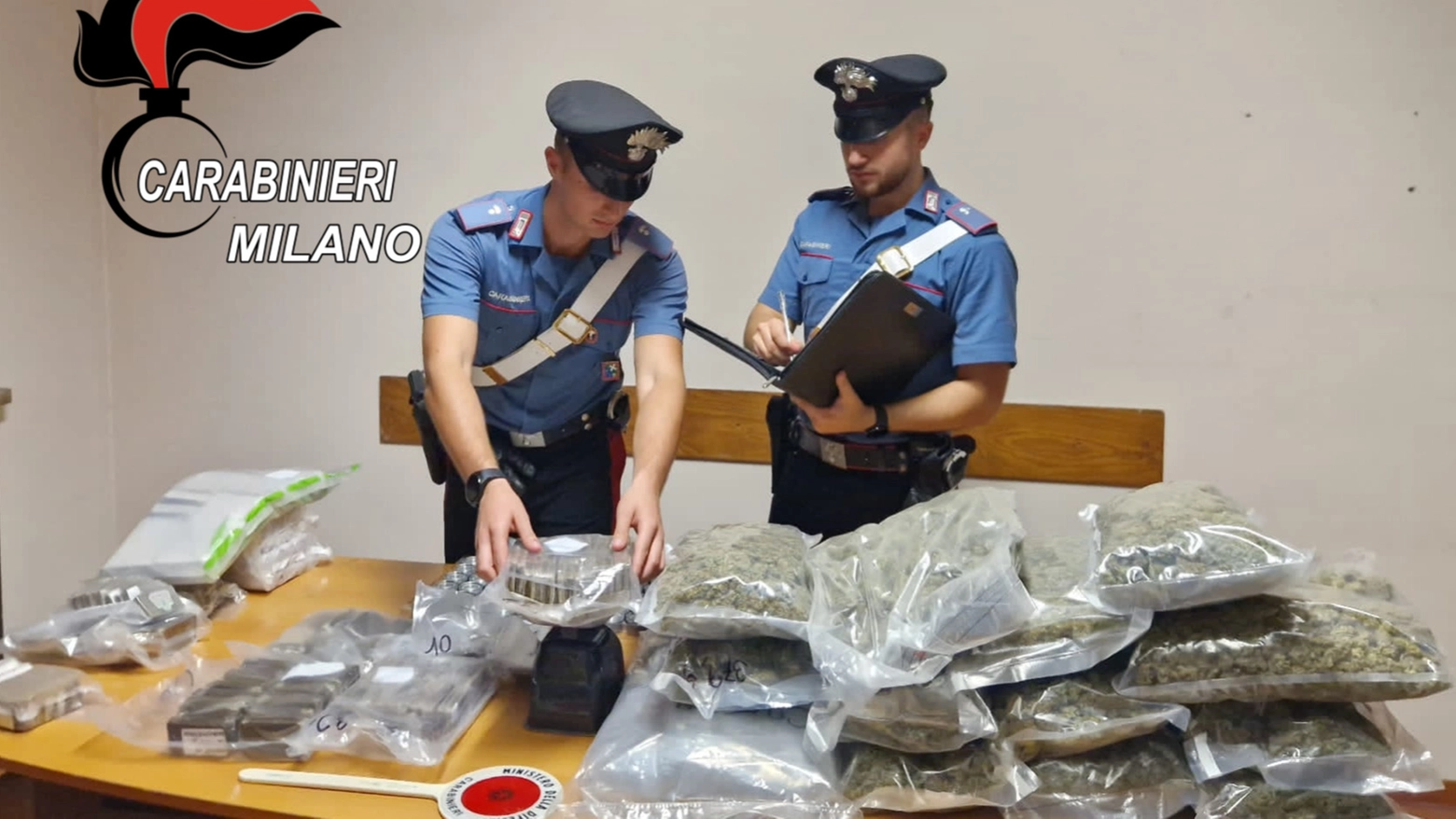 La droga recuperata nel blitz dei carabinieri La droga recuperata nel blitz dei carabinieri