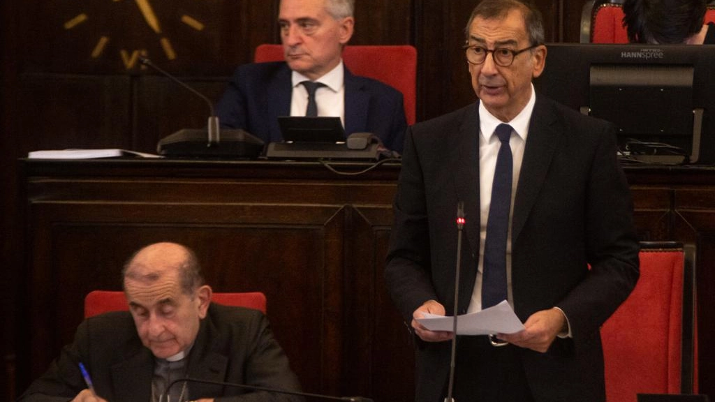 L'intervento di Giuseppe Sala a Palazzo Marino alla presenza dell'arcivescovo Mario Delpini L'intervento di Giuseppe Sala a Palazzo Marino alla presenza dell'arcivescovo Mario Delpini