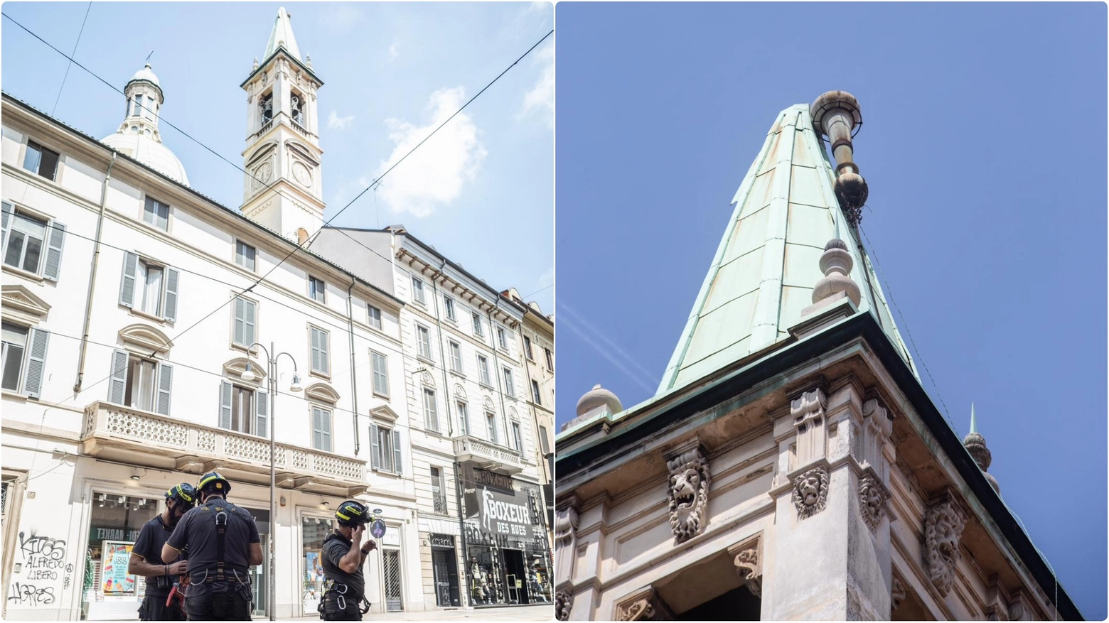 I danni al campanile di San Giorgio al Palazzo e l'intervento dei Vigili del Fuoco