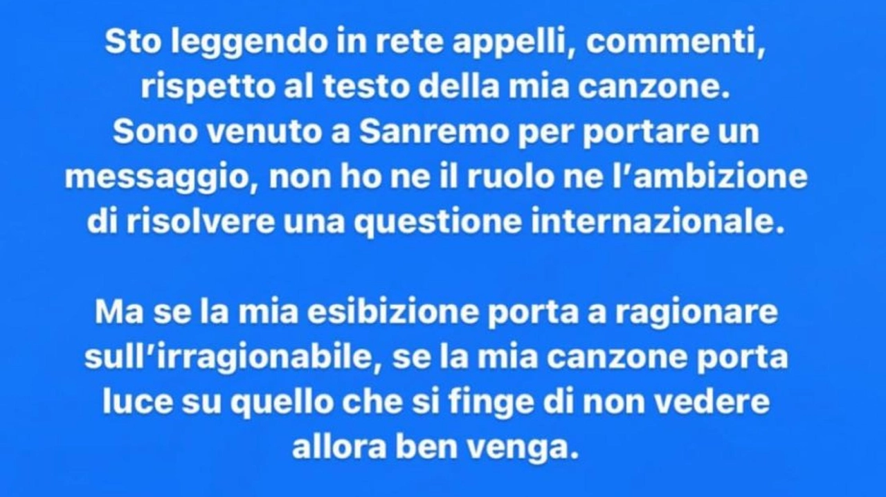 Ghali in un post Instagram per prendere posizione sulla guerra mediorientale