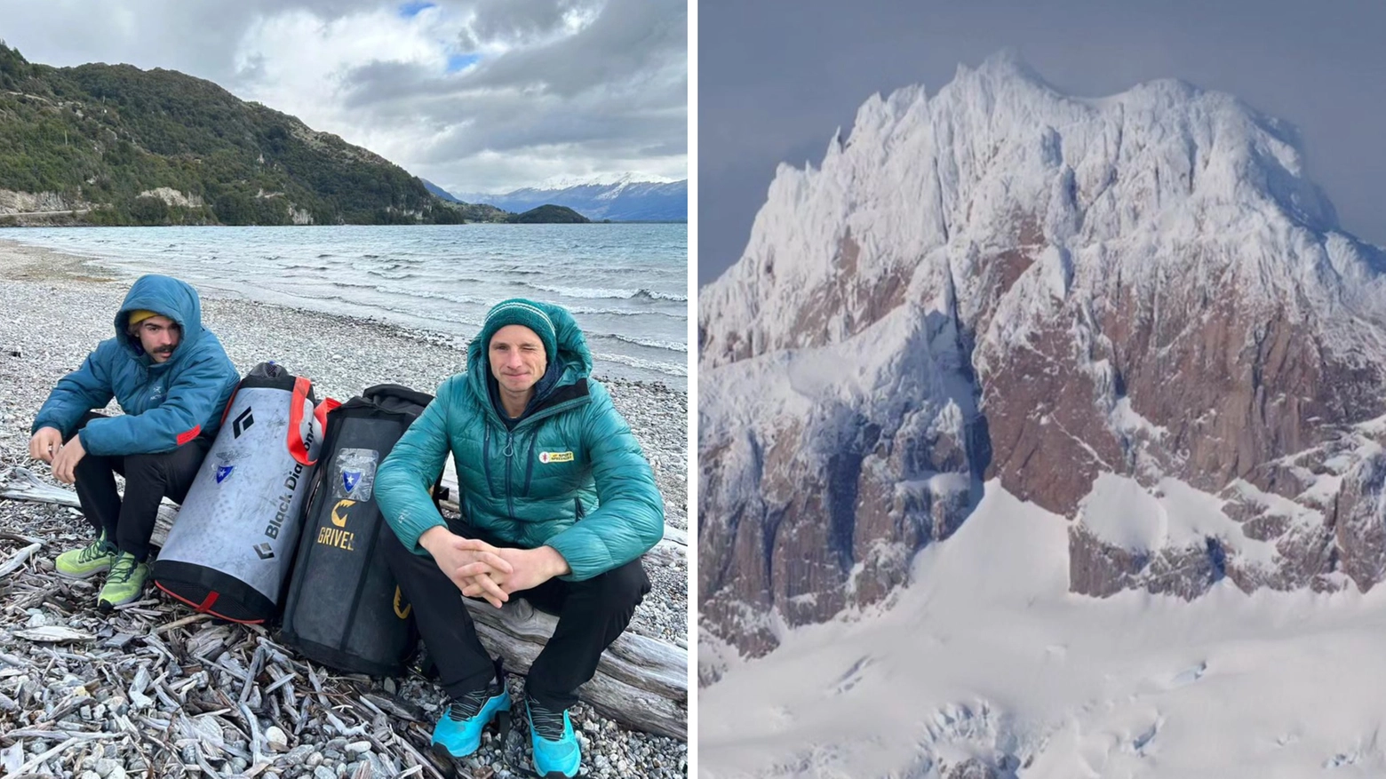 Gli alpinisti Luca Schiera e Paolo Marazzi e la cima del Nora Oeste