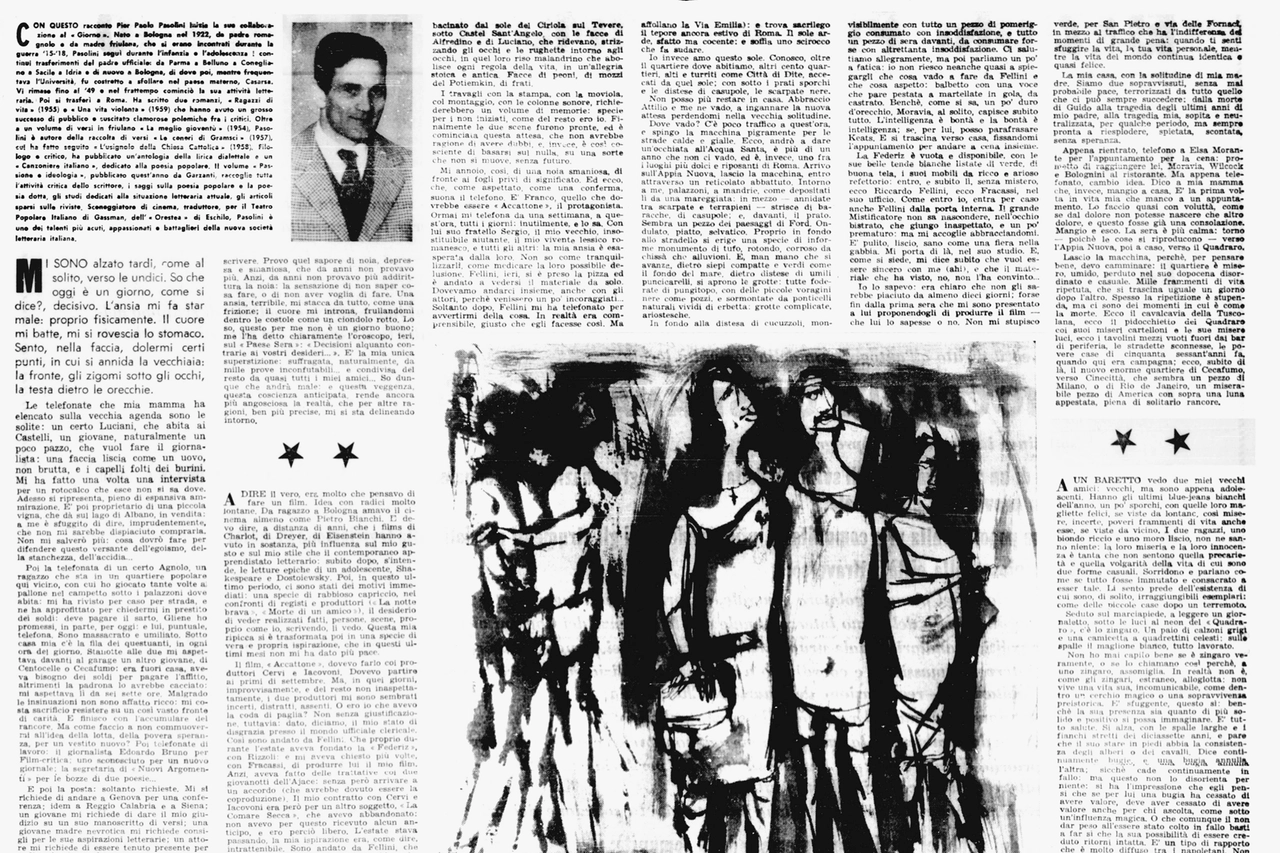 Uno stralcio della pagina de Il Giorno firmata da Pasolini