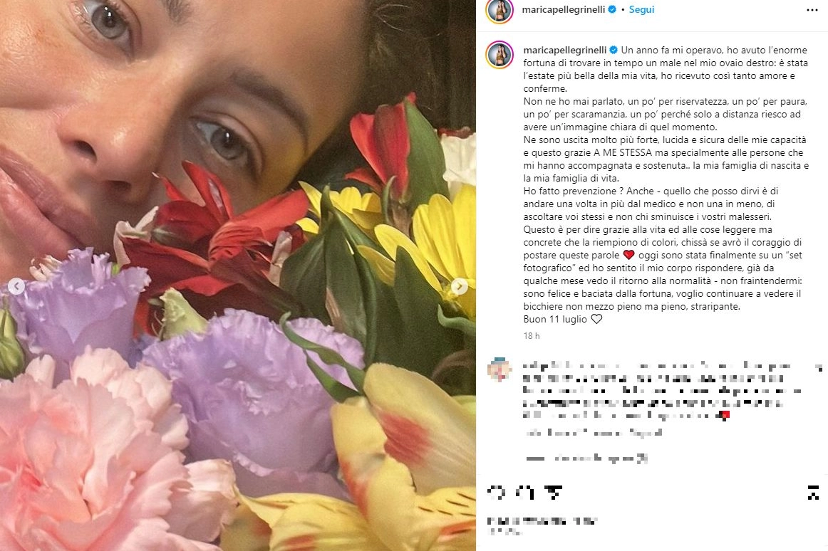 Marica Pellegrinelli e il post Instagram