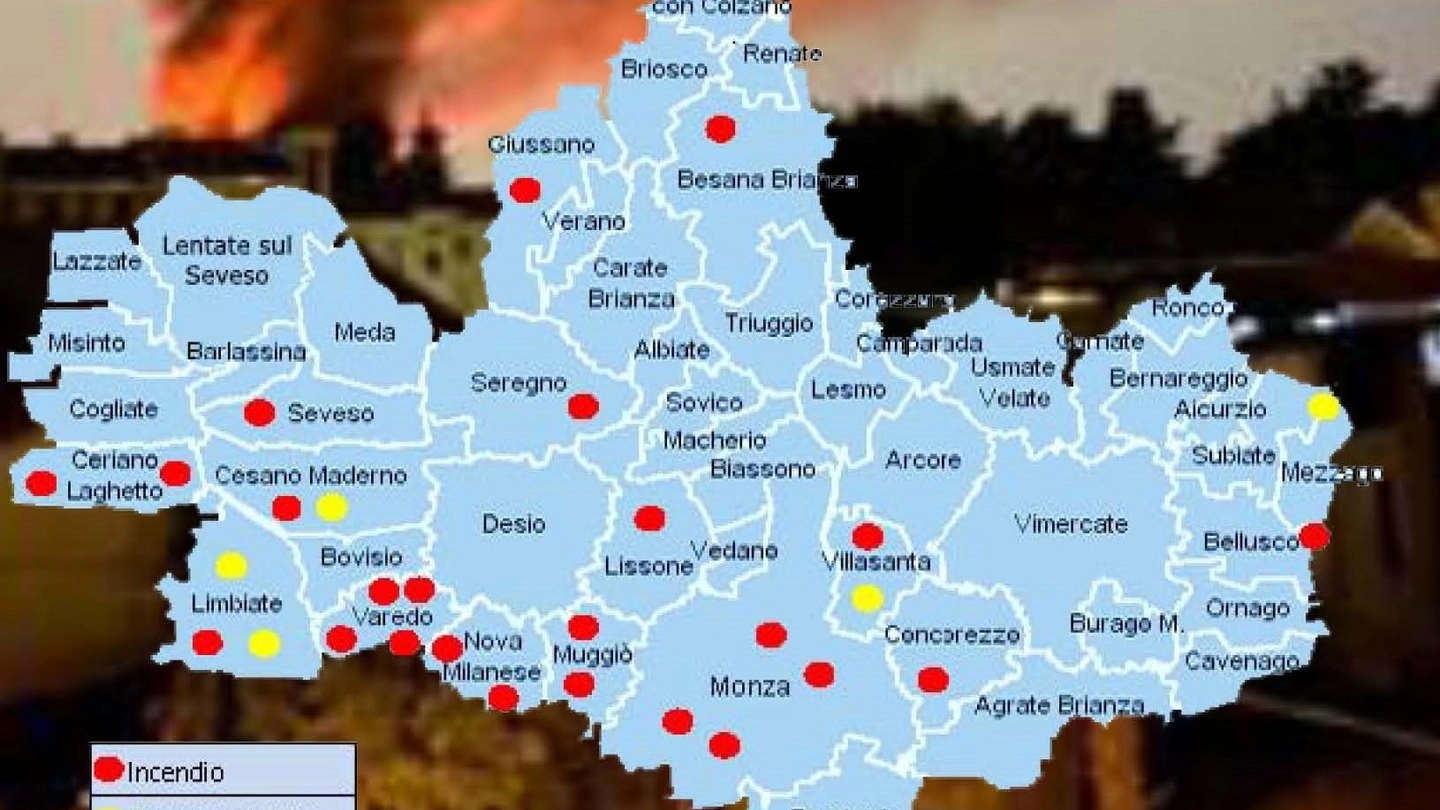 La mappa di incendi e discariche abusive in Brianza