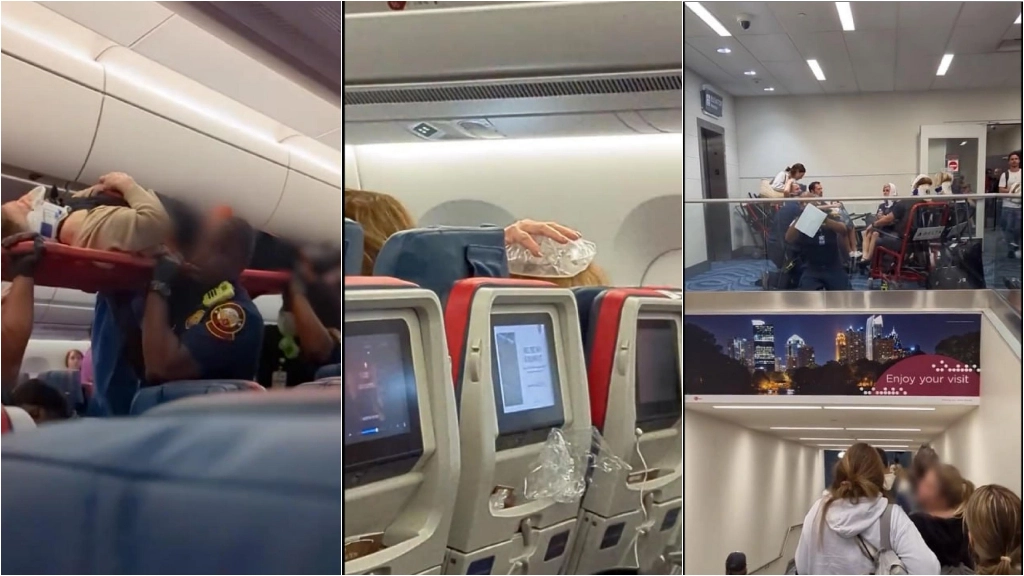 Turbolenza su volo Malpensa Atlanta, diversi feriti: un uomo in barella e una donna con il ghiaccio in testa