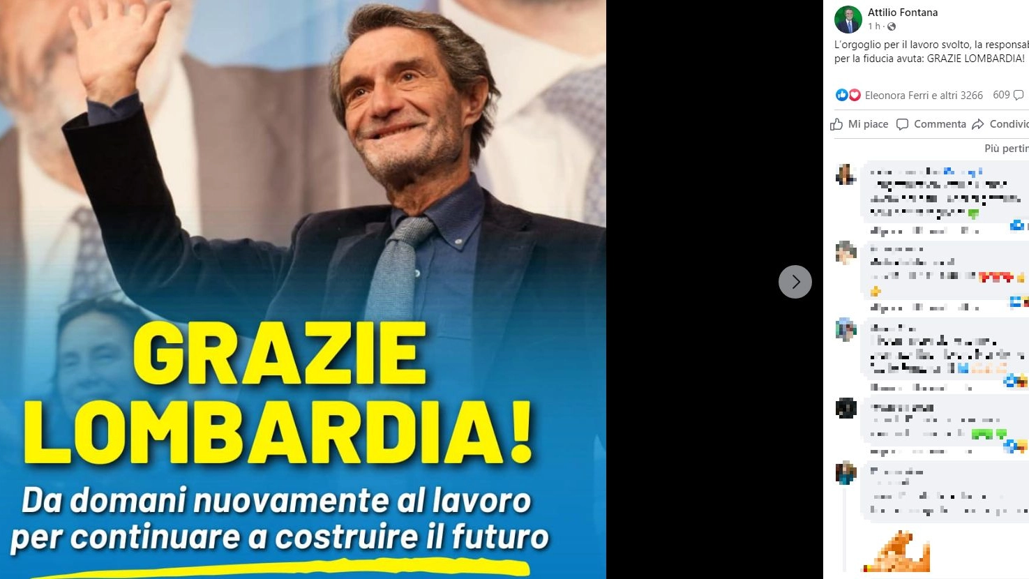 Elezioni regionali in Lombardia, Attilio Fontana: "Grazie, da domani nuovamente al lavoro"