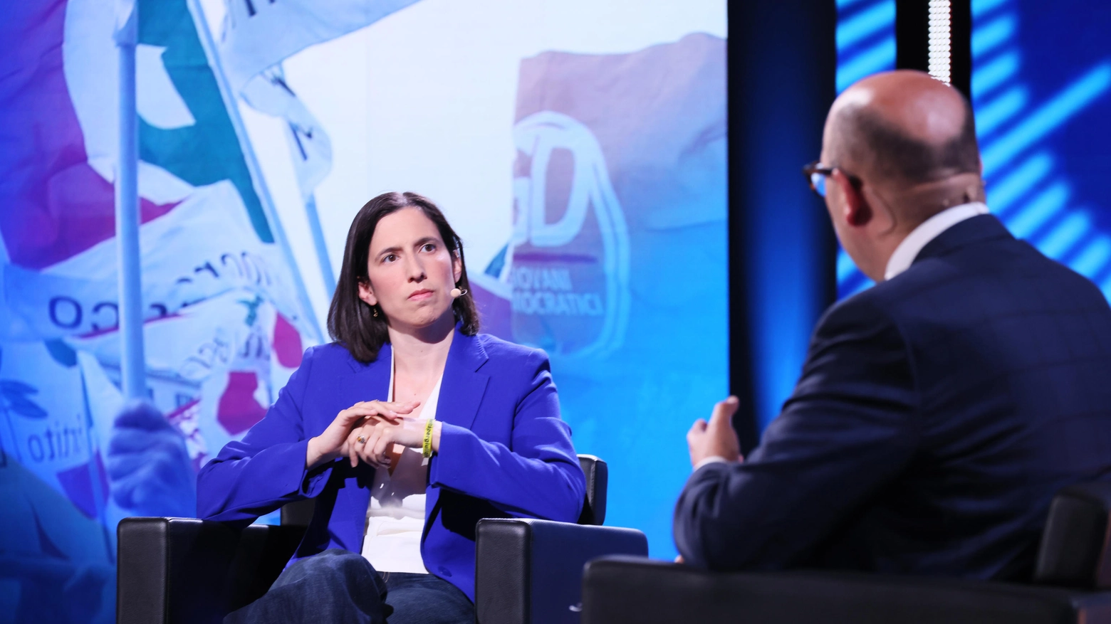 Elly Schlein negli studi di Sky