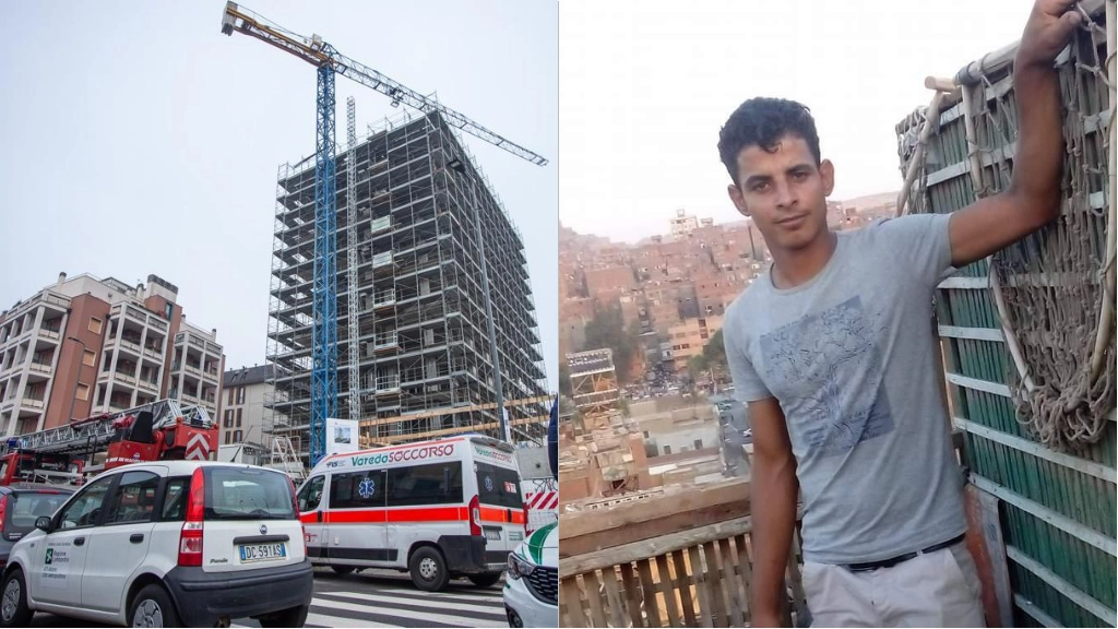 Il cantiere e la vittima, Mohammed El Sughir, egiziano di 28 anni