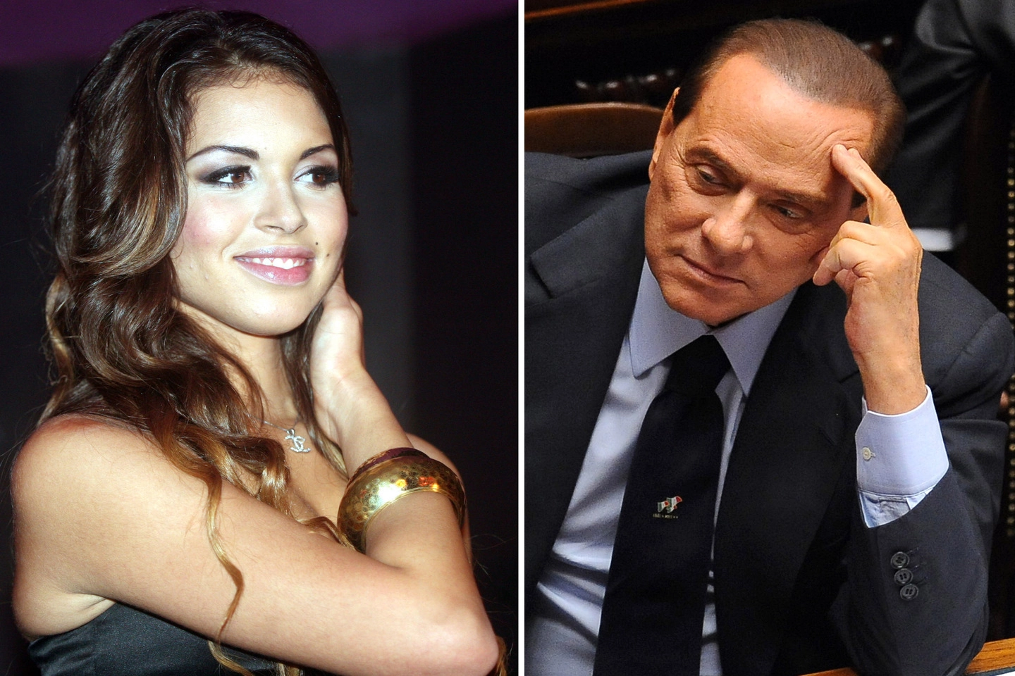 Karima 'Ruby' El Mahroug e Silvio Berlusconi (Ansa)