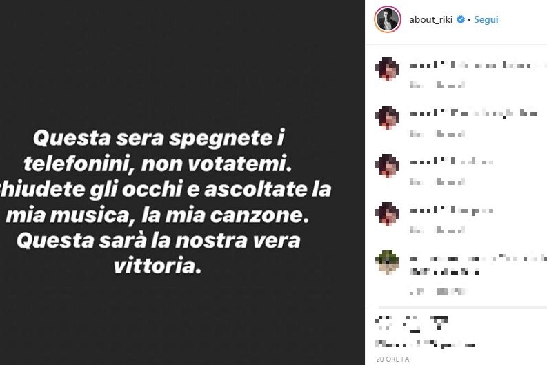 Il post di Riki su Instagram