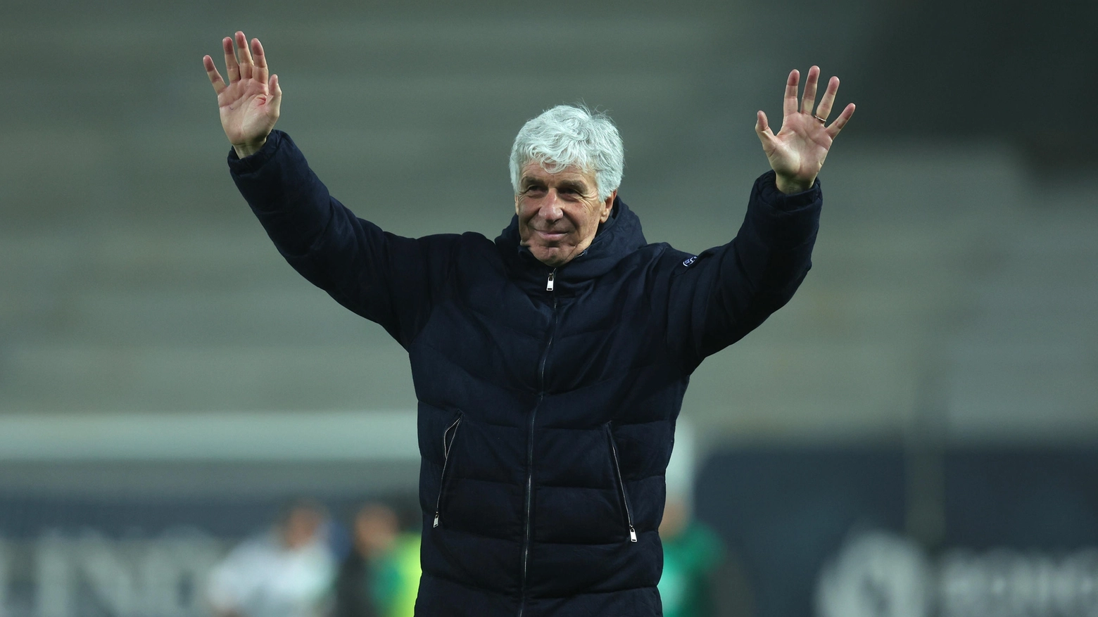 L'allenatore dell'Atalanta Gian Piero Gasperini festeggia la vittoria