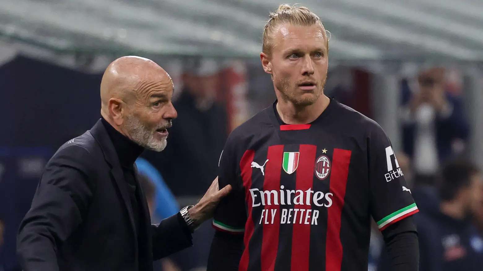 Stefano Pioli e Simon Kjaer Stefano Pioli e Simon Kjaer