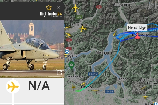 La rotta dell'aereo precipitato sul Monte Legnone