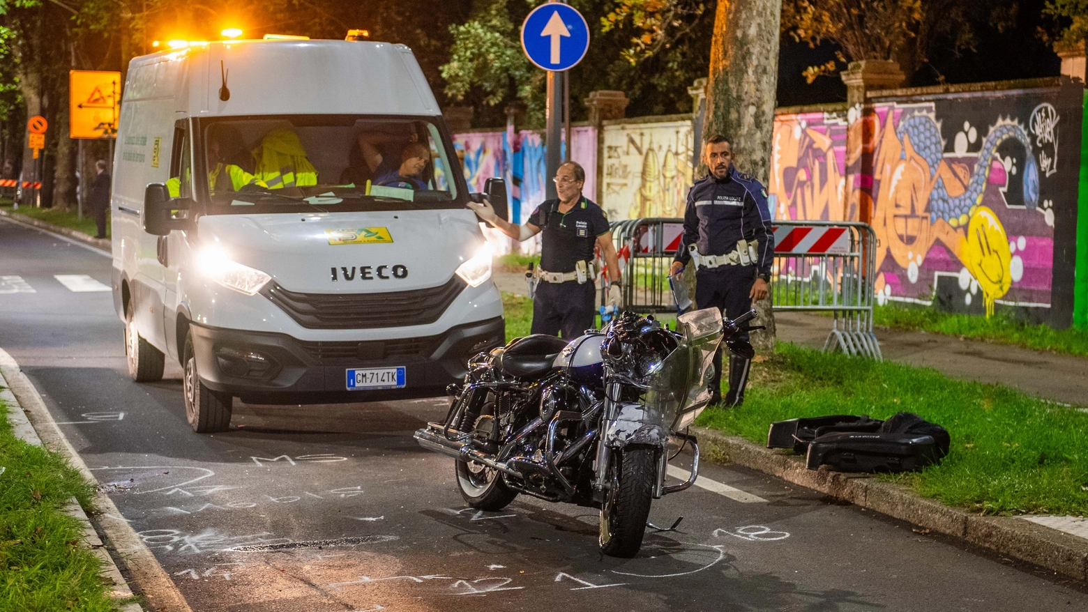 L'Harley Davidson coinvolta nell'incidente tra via Diomede e via Cassino in zona San Siro