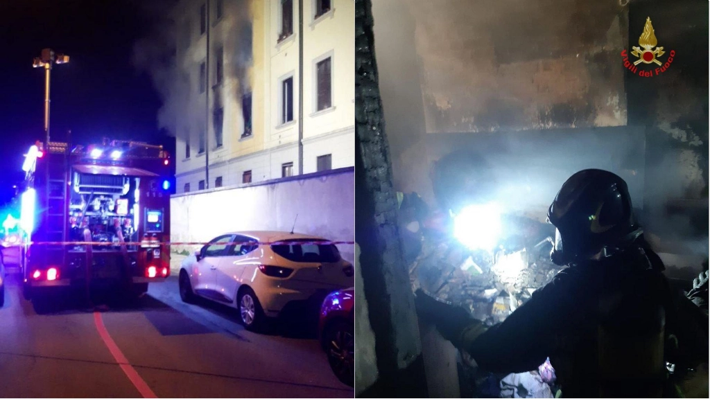 I vigili del fuoco hanno impiegato ore per spegnere l'incendio a Monza