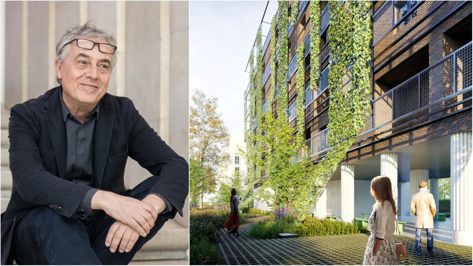 Stefano Boeri e il render del progetto di uno degli edifici Aler di Monza