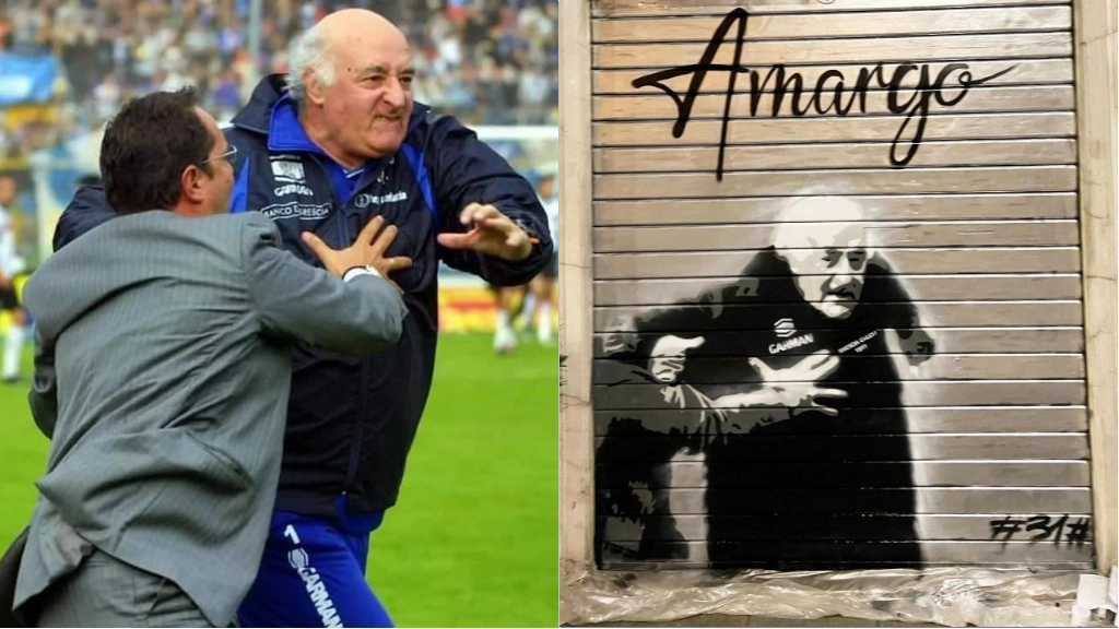 La corsa di Mazzone sotto la curva e il murales che la omaggia