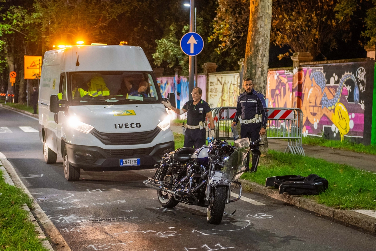 L'Harley Davidson coinvolta nell'incidente tra via Diomede e via Cassino in zona San Siro