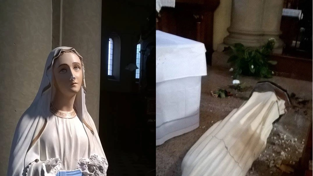 La statua della Vergine sfregiata