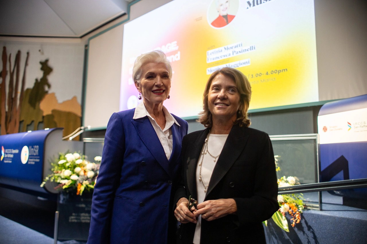 Maye Musk con Fracesca Pasinelli, direttrice della fondazione Telethon